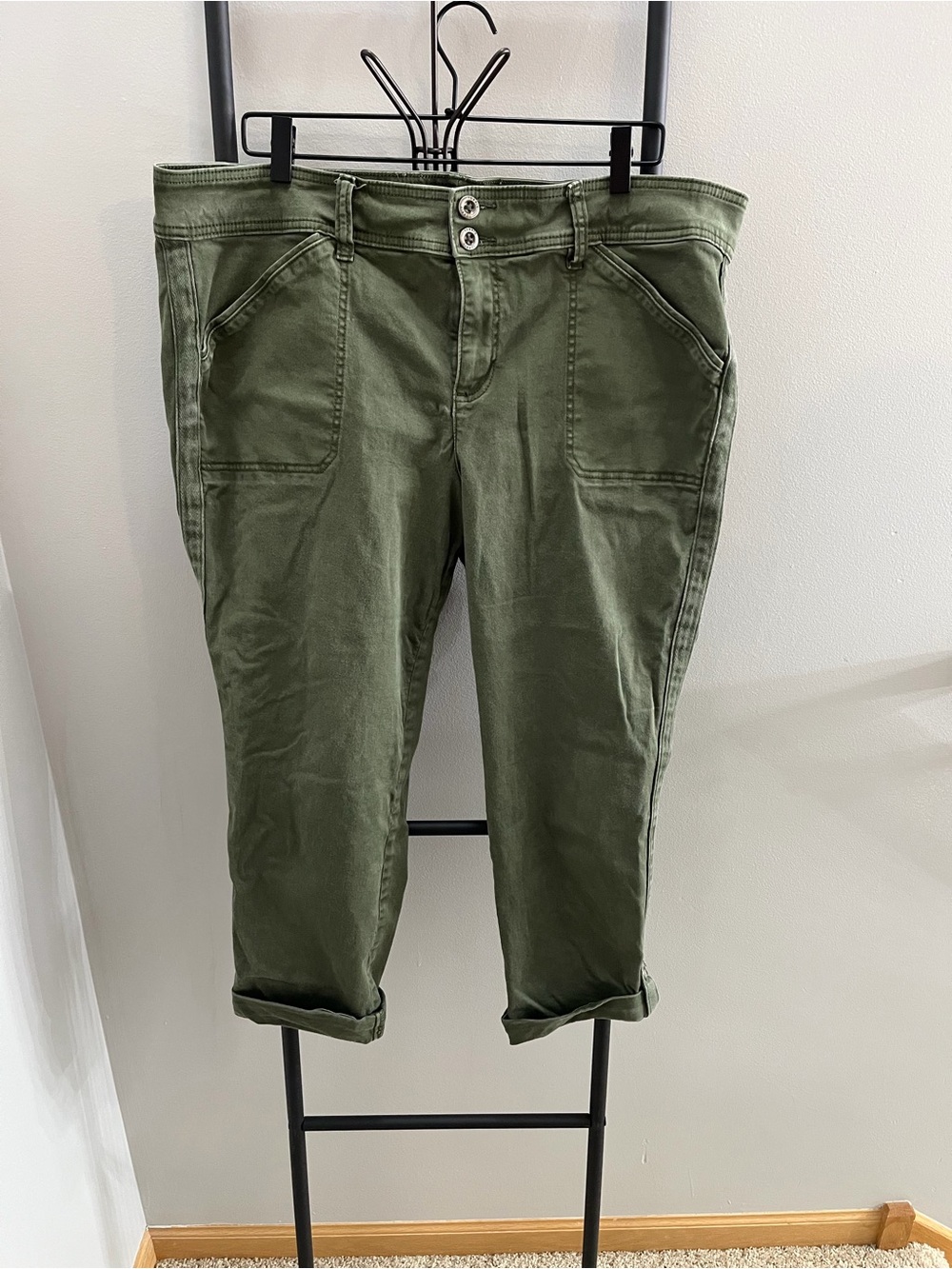 torrid Olive-Green Cropped Utility Jeans